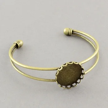 

50pcs Brass Cuff Bangle Makings, Bangle Blanks, Antique Bronze, 64mm; tray: 20mm