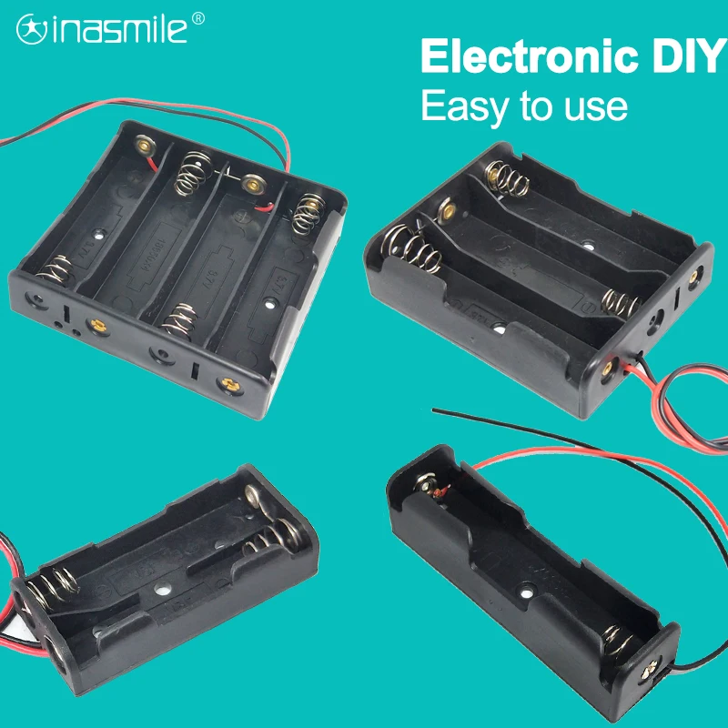 

Black Plastic 1x 2x 3x 4x 18650 Battery Storage Box Case 1 2 3 4 Slot Way DIY Batteries Clip Holder Container With Wire Lead Pin