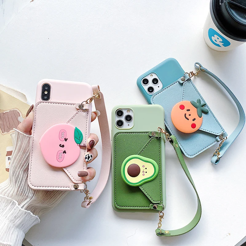 3D Cartoon Avocado Leather Wallet case for Xiaomi Mi CC9 CC9e A1 A2 8 Lite 9 SE Mix 2 2S Max cover gift coque | Мобильные телефоны