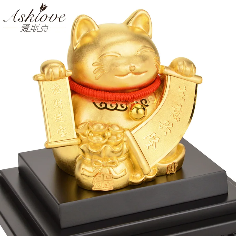 Lucky Cat кошка богатства Золотая фольга украшения милые фигурки миниатюры фэн-шуй Декор Добро пожаловать кошка ремесла Искусство магазин Отель домашний декор