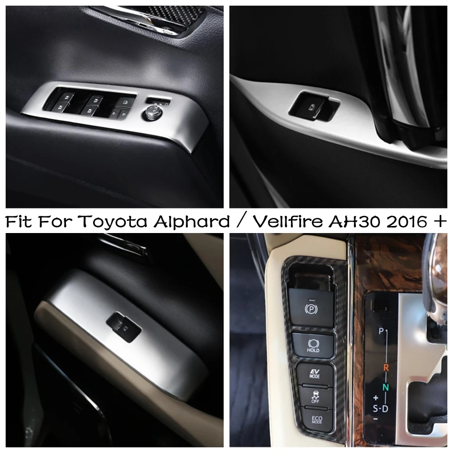 

Window Lift Button Panel / Electronic Hand Brake Cover Trim For Toyota Alphard / Vellfire AH30 2016 - 2021 Interior Accessories