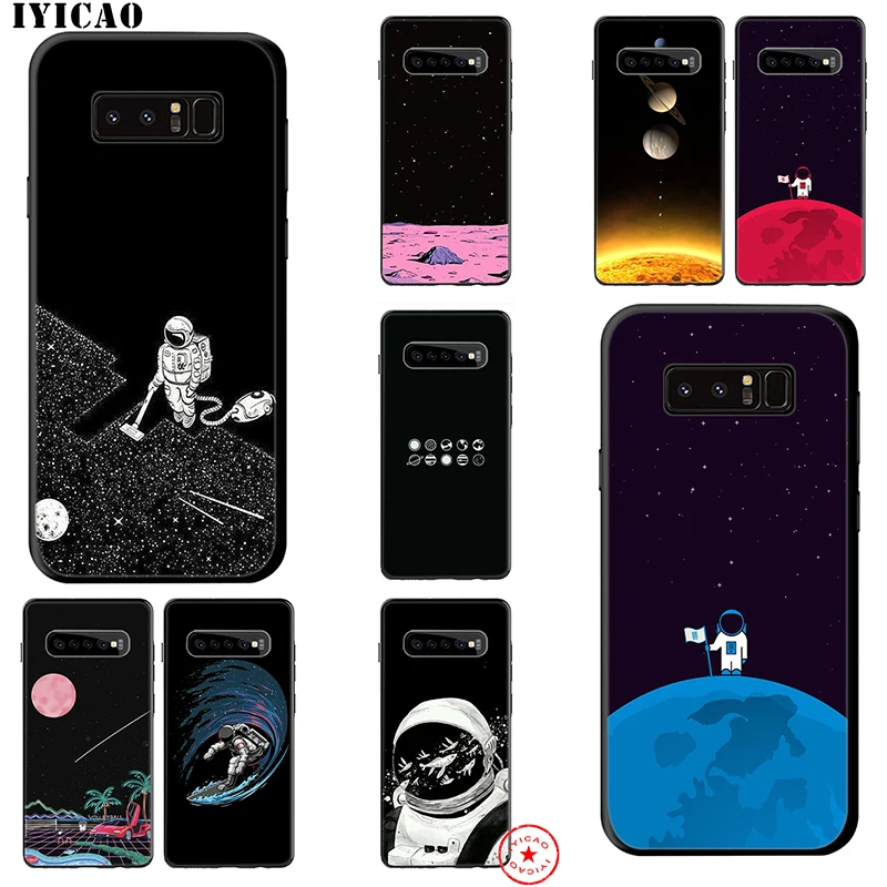 IYICAO Space Astronaut Moon Soft Case for Samsung Galaxy S10e S10 S9 S8 Note 8 9 10 Plus S6 S7 Edge TPU |