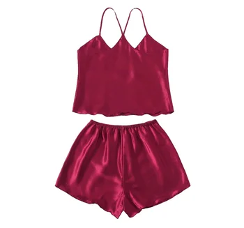 

Women's summer suspender sexy pajamas European and American foreign trade source cross border imitation silk suit comfortable ho