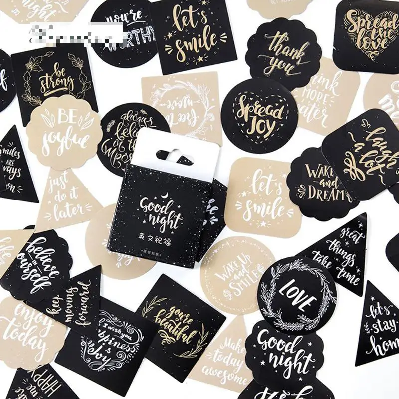 

45 pcs/pack Cute English Blessing Decorative Stickers Adhesive Stickers DIY Decoration Craft Scrapbooking Stickers Gift Statione