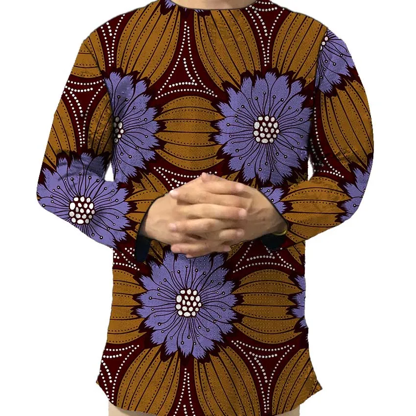 

New Fashion Wear Men's Print Dashiki Banquet Costume Men's Top Shirt African Clothing Custom Made Male Ankara Shirts