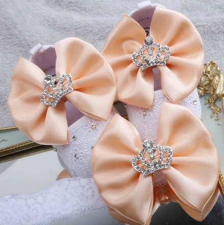 Apricot Dollbling; дизайнерская обувь для малышей; абрикосовый цветок; бант; алмазная корона; украшения для маленьких девочек; детская обувь; повязка на голову - Цвет: Apricot