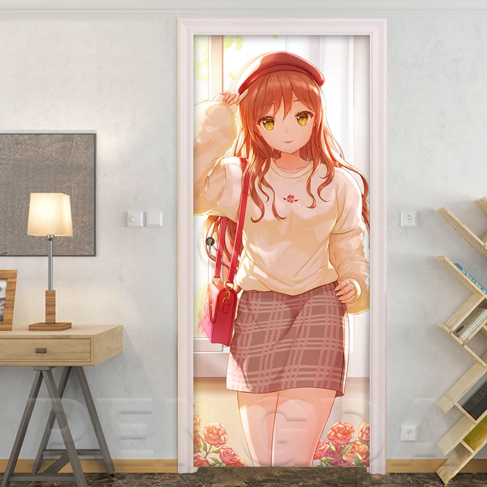 Home DecorNew наклейки на стену Настенная роспись 3D Шаг дверь стикер аниме девушка плакат своими руками самоклеющиеся водоотталкивающие обои печать художественная картина - Цвет: Door LXR3533-03