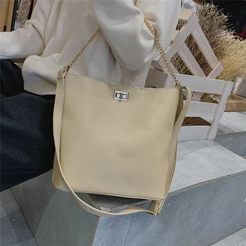 

Women Bag Fashion Chains Bucket Bag Lady Shoulder Crossbody Bags Pu Leather Famous Brand Handbags Designers