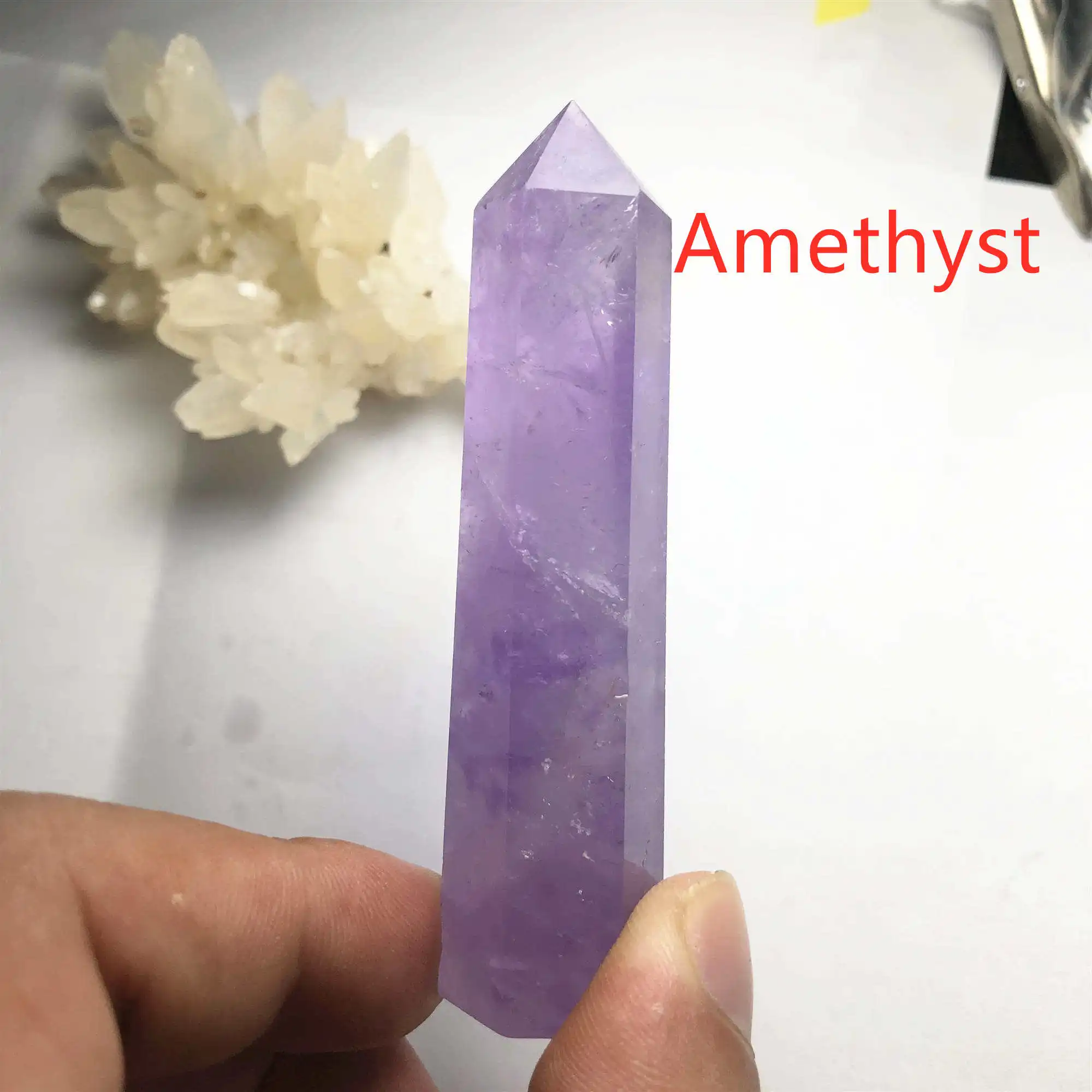 Amethyst 24 камень точка набор башня Wicca Исцеление Кристалл шестиугольник природные минералы волшебная палочка домашний декор аметист розовый кварц - Цвет: Amethyst
