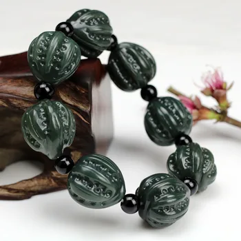 

BANGLE NATURAL JADE JEWELRY ROUND BEADS NATURAL NATURAL INK JADEITE REAL GREEN JADE BRACELET 18MM