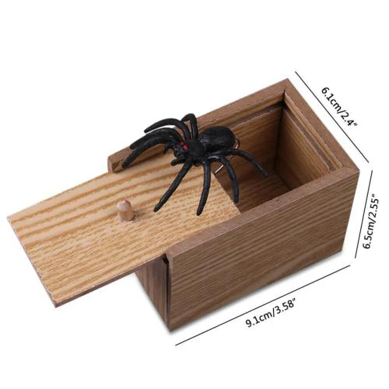 

Funny Scare Box Toy Spiders Wooden Scare Box Scary Spider In The Case Prank Joke Trick Play Toys Gift