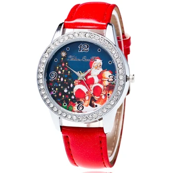 

Red Life Waterproof Watch Crystal Leather Couple Christmas Watch -1...