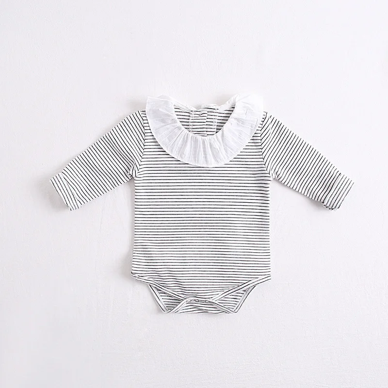 Koodykids/Боди для маленьких девочек; весенние Комбинезоны для маленьких мальчиков; комбинезоны в белую полоску; Осенняя детская модная одежда из хлопка с длинными рукавами