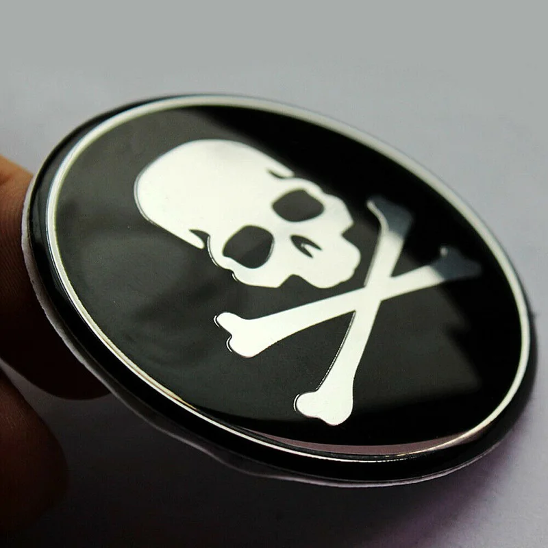Car Wheel Hub Center Cover Caps Cross Bone Skull Decal Sticker 4 x 56mm for Vehicle SUV Pickup