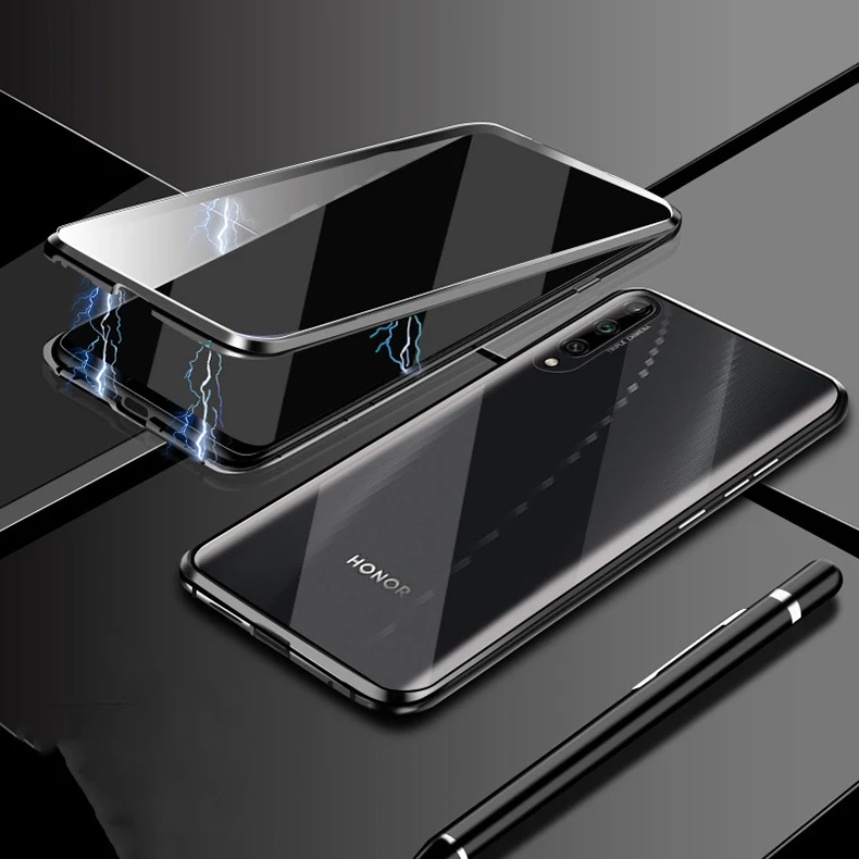 Магнитный чехол для huawei Honor V30 Play 3 Note 10 8 S, двусторонний стеклянный чехол, металлический бампер Nova 6SE V20 9X Pro 8X MAX чехол