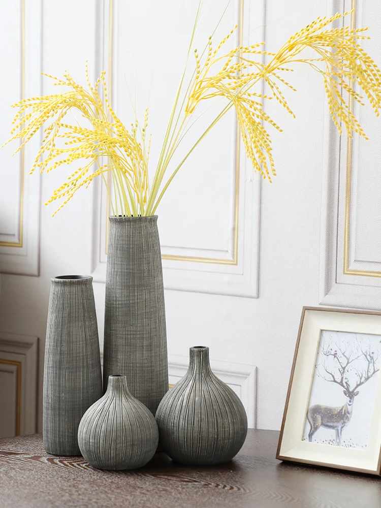 Creative Resin Vase for Home Decoration, Nordic Grey Flower Bottle, Minimalist Decor Crafts, Living Room Accessories 3