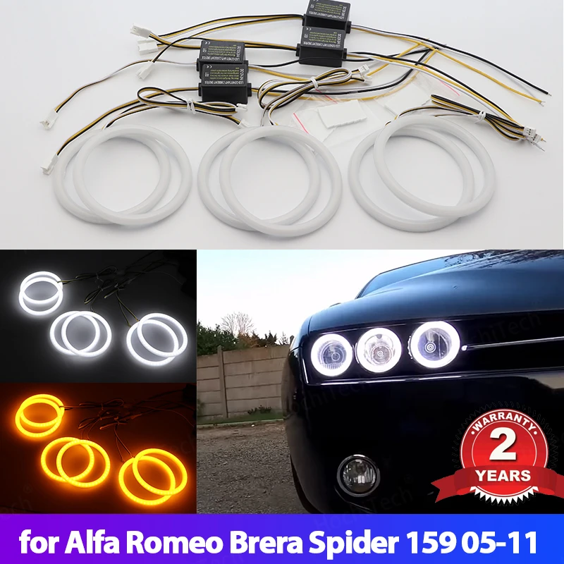 

Super Bright Dual Color DRL 6pcs Switchback Cotton LED Angel Eyes Halo Rings kit for Alfa Romeo Brera Spider 159 2005-2011