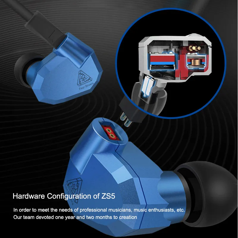 ZS5 2DD+ 2BA Hybird наушники вкладыши HIFI наушники Бег Спорт Наушники ZS10 BA10 ZS6 ZST ES4 ZS5 AS06