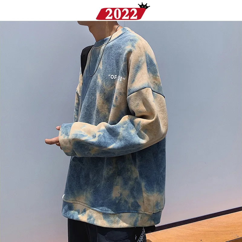 Мужские толстовки Харадзюку большого размера с принтом «Tie Dye», осень, мужская Японская уличная одежда, мужские хлопковые толстовки в стиле хип-хоп с капюшоном