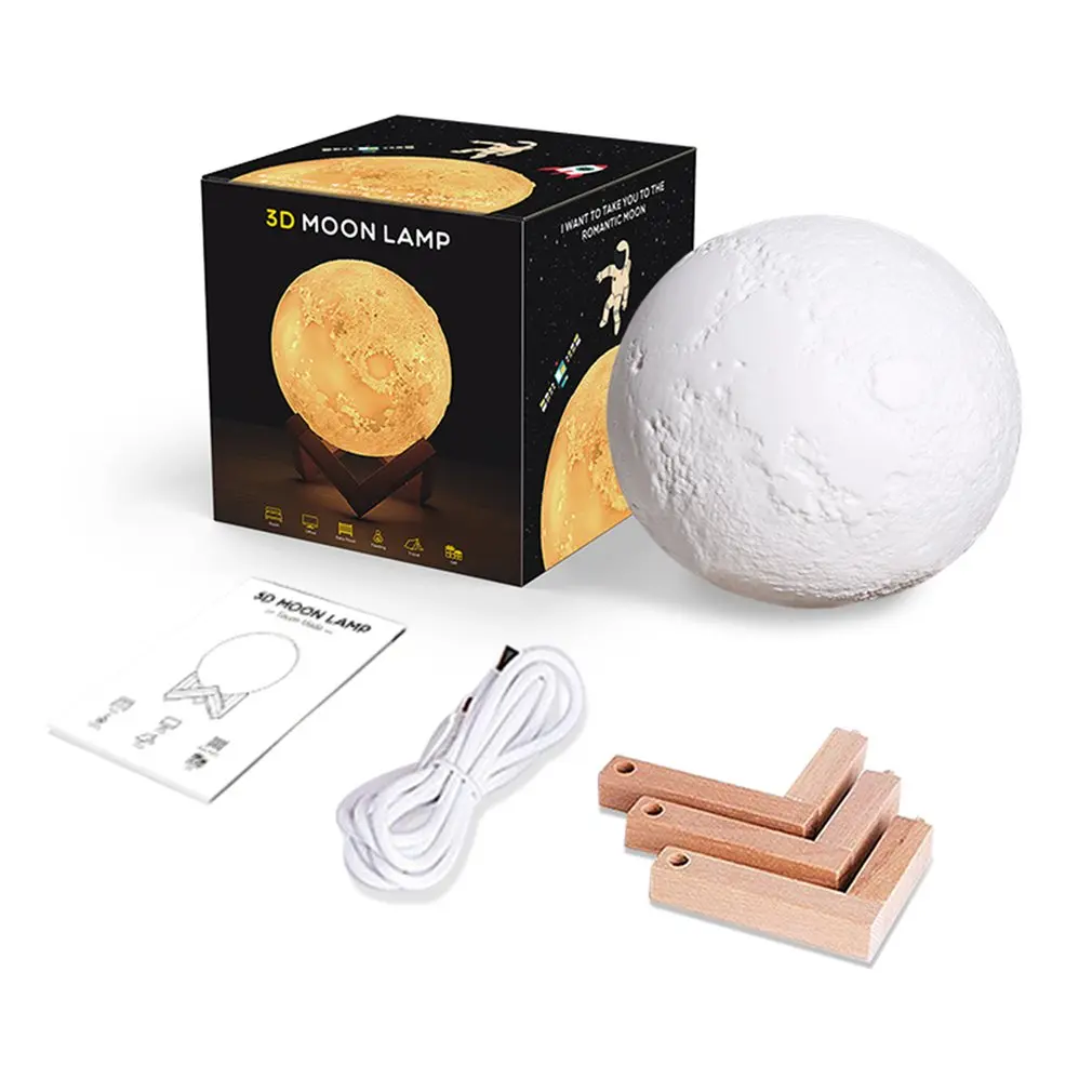 

Rechargeable 3D Print Moon Lamp 12CM Touch Switch Bedroom Bookcase Night Light Home Decoration Intelligent Charging