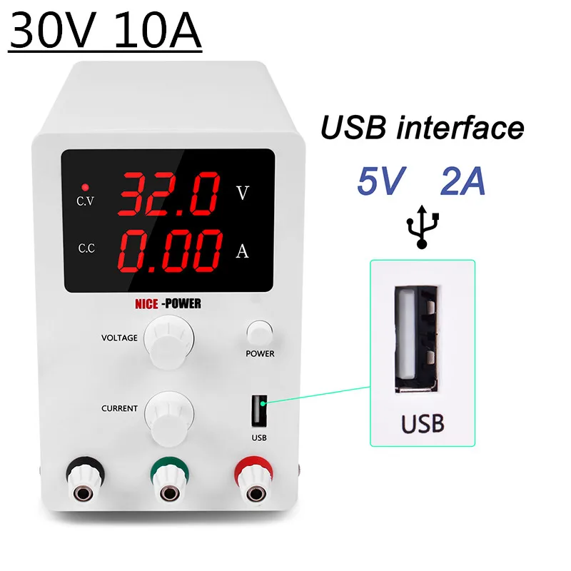 

DC Switching Power Supply Adjustable 30V 10A Bench Source Digital Voltage Regulated Current Stabilizer 30 V