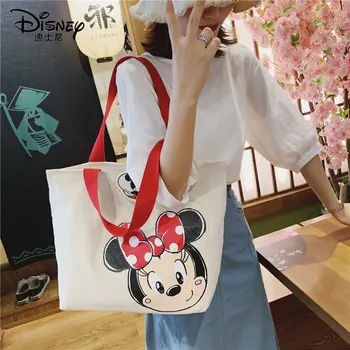 

Disney Minnie Summer Portable Canvas Bag Women Handbag Ladies Cloth Bag Cartoon Mickey Minnie Bag Student Bag Totes Handbag 2020