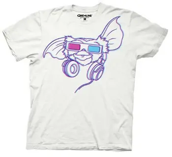 

Adult White Horror Movie Gremlins Gizmo Headphones 3D Glasses T-Shirt Tee
