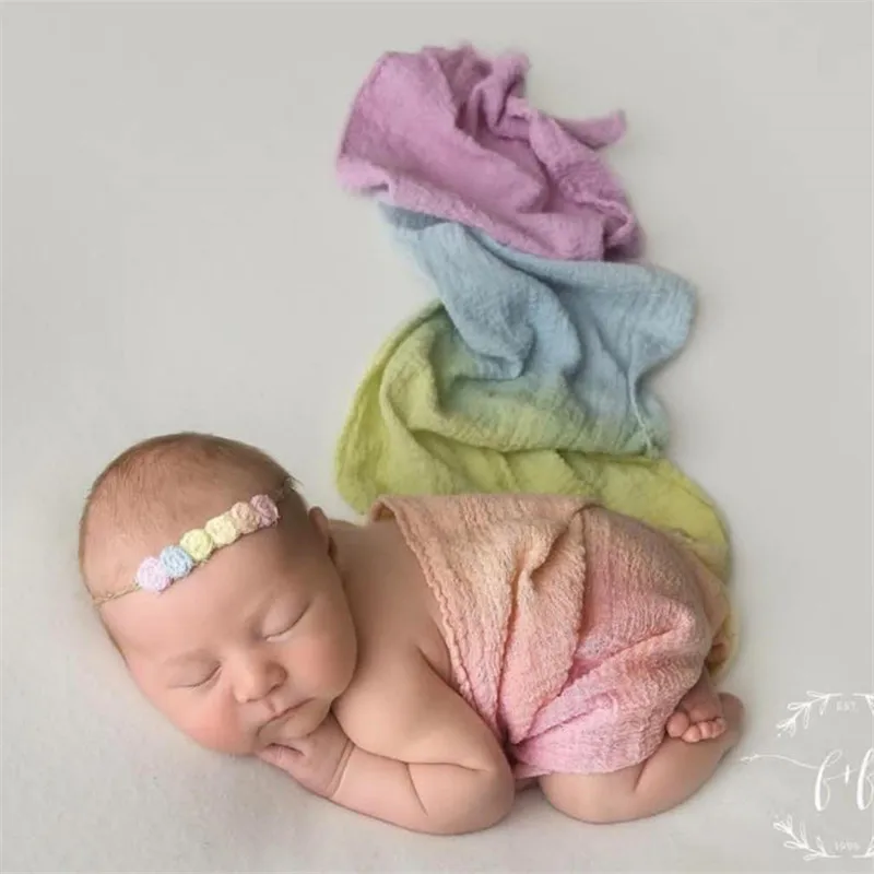 ❤️Newborn Photography Clothing Rainbow Wraps Baby Shoot Backdrop