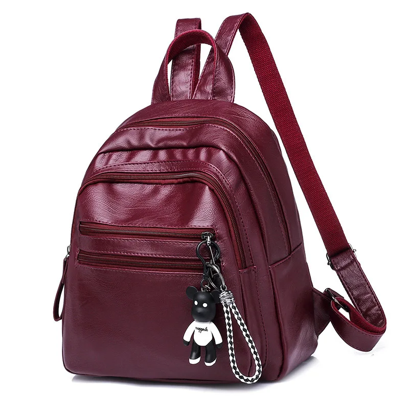 

Wei di si Backpack Women's New Style Fashion Korean-style Simple Fashion Pu All-match Bag Large-capacity Backpack College Style