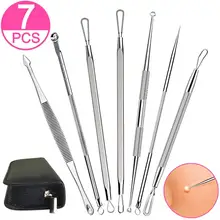 Инструмент для удаления угрей 7 шт. набор из нержавеющей стали профессиональные угри, прыщи для удаления пятен, инструменты для ухода за кожей