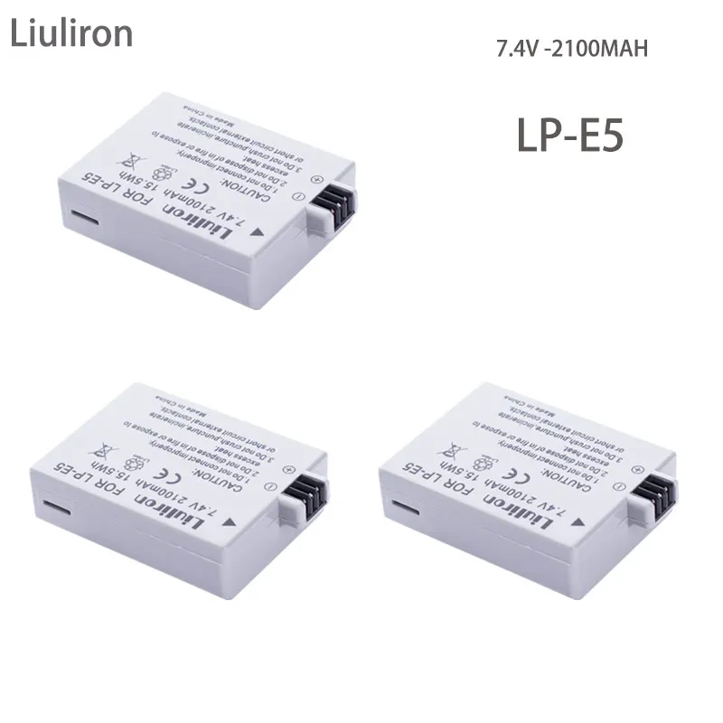 3battery 2x Высококачественный аккумулятор LP-E5 LP E5 LPE5 Аккумулятор для Canon EOS 450D 500D 1000D KISS X2 X3 F Rebel XS XSi T1i аксессуары для камеры - Цвет: 3battery