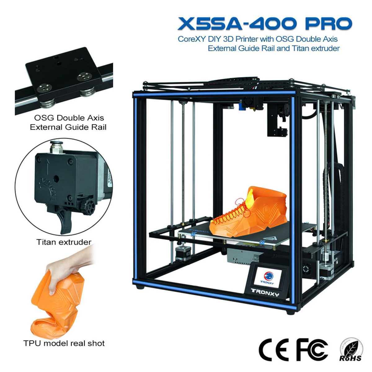 3D-принтер Tronxy X5SA-400PRO большой размер печати 400*400*400 мм 3 5 дюйма цветной сенсорный