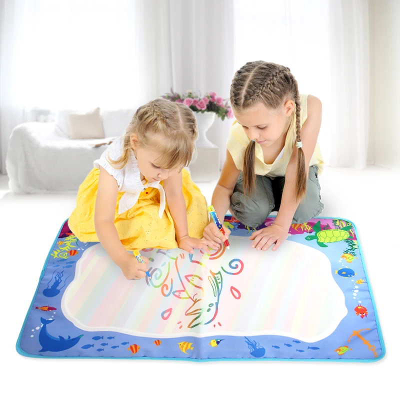 

74*49cm Rainbow Magic Water Drawing Mat & 2 Magic Pens Drawing Board in Painting Toys Educational Children Gift for Kids