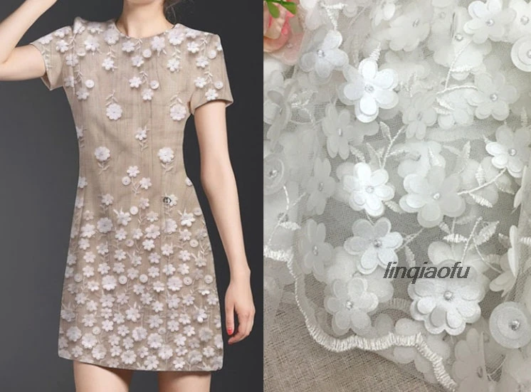 Новая сетчатая Кружевная аппликация 3D вышивка цветок кружевной материал для свадьбы платье кружевная ткань