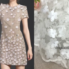 Новая сетчатая Кружевная аппликация 3D вышивка цветок кружевной материал для свадьбы платье кружевная ткань