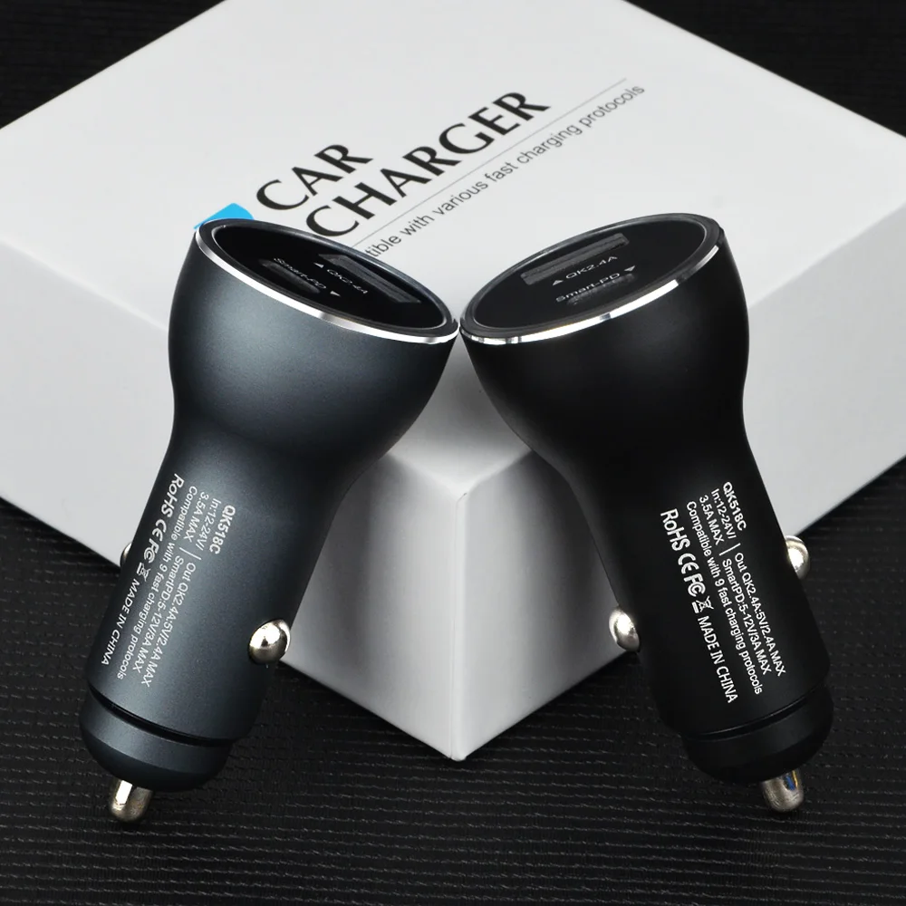 Автомобильное зарядное устройство Quick Charge 3 0 с двумя usb портами для Xiaomi huawei Supercharge