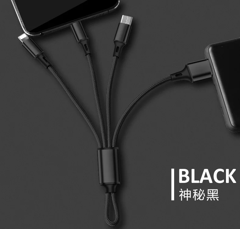 3 в 1 USB кабель брелок короткий Micro usb type C мульти зарядное устройство кабель для Xiaomi huawei iPhone Быстрая зарядка
