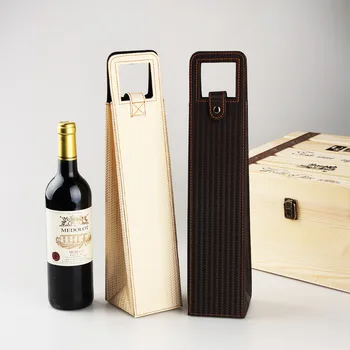 

Portable PU Leather Red Wine Bottle Packaging Case for Bar Wine Gift Storage Boxes with Handle