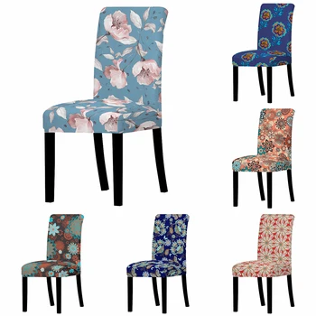 

Spandex Stretch Elastic Chair Cover Mandala Floral Printing Chair Covers For Wedding Dining Room Office Banquet Kitchen House