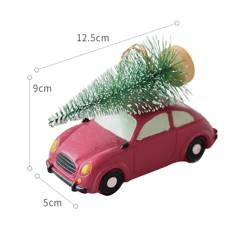 Полимерный Американский мини автомобиль тянет рождественскую елку небольшое украшение для рабочего стола рождественские украшения кулон Xmax орнамент QW248 - Цвет: large