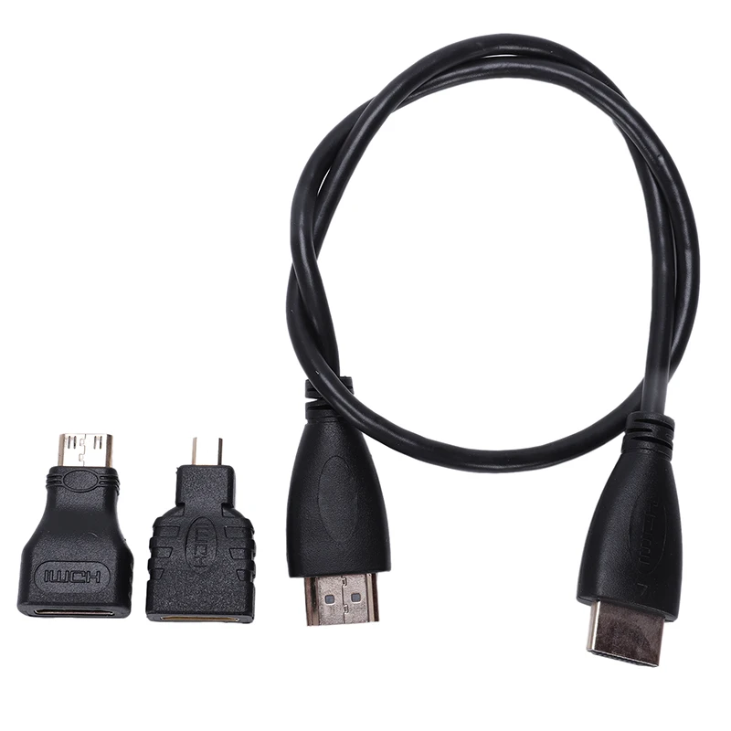 3 в 1 HDMI к Mini& Micro HDMI V1.4 конвертер Кабель-адаптер черный, 0,5 м