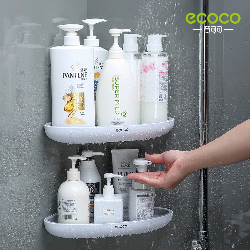 ECOCO Corner Bathroom Organizer Shelf Shampoo Cosmetic Storage Rack Wall Mounted Kitchen Household Items Bathroom Accessories storage rack bathroom shelf bathroom shelf rack bathroom storage rack wall shelf organizer