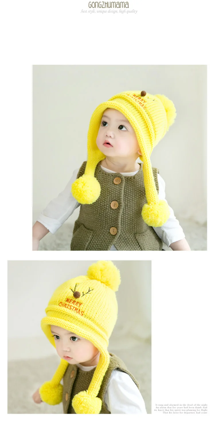 Maylisacc 5 Color Children's Autumn and Winter Hat Baby Warm Turtleneck Hat Merry Christmas Velvet Beanies for Boys and Girls