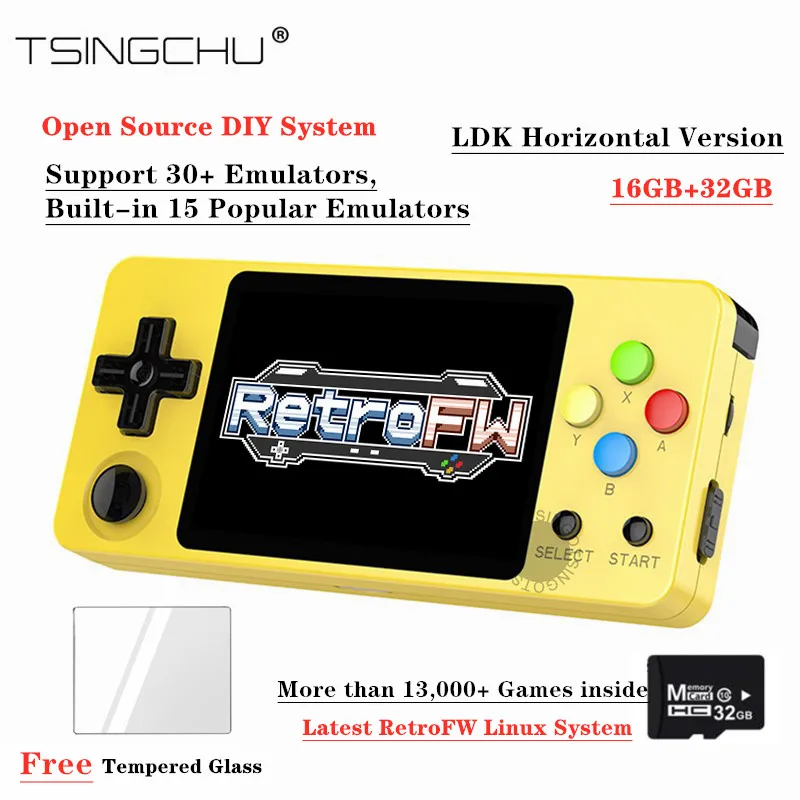 

TSINGO Upgraded LDK 2.0 Game Console 2.7inch Screen Open Source Linux RetroFW System 16GB Memory 1000+ Games Retro Game Player