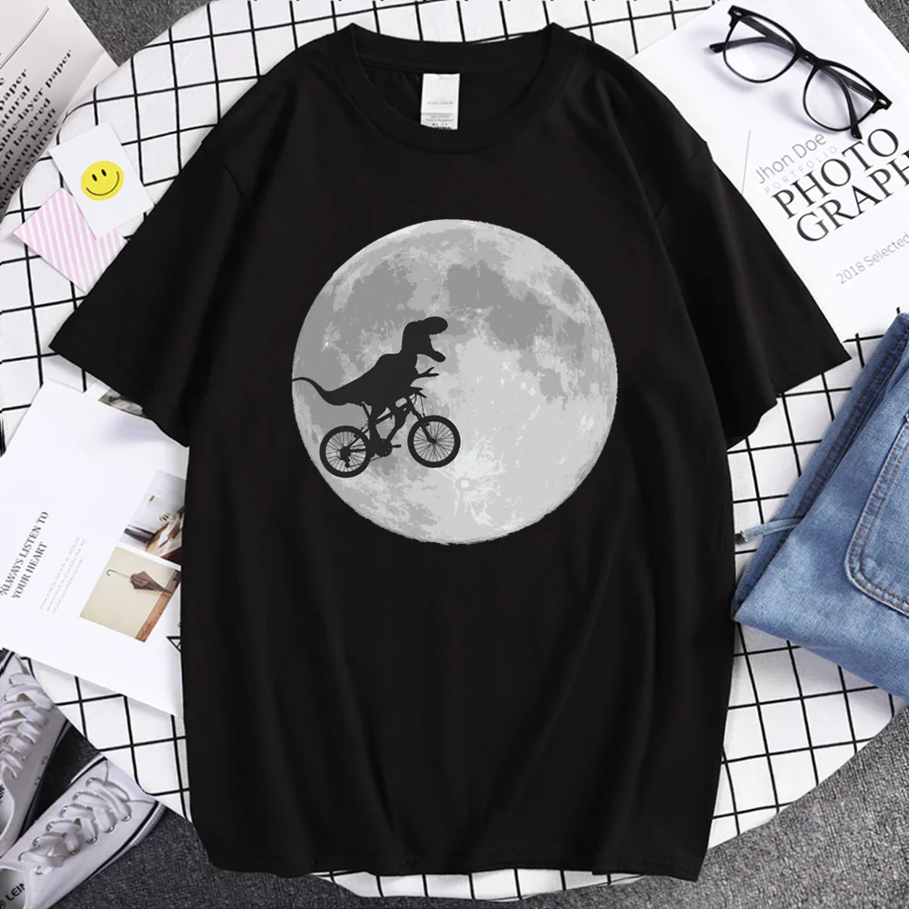 Kawaii Dinosaur Bye Car Brand T Shirt Summer Cool Ptinted Shirts Street Funny Short Sleeve Black Top Men Rock Harajuku Tshirt | Мужская