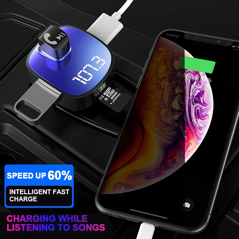 Двойной USB автомобильный Aux Быстрая зарядка Bluetooth Автомобильный MP3 Handsfree fm-передатчик u-диск музыкальный плеер Автомобильный Bluetooth приемник
