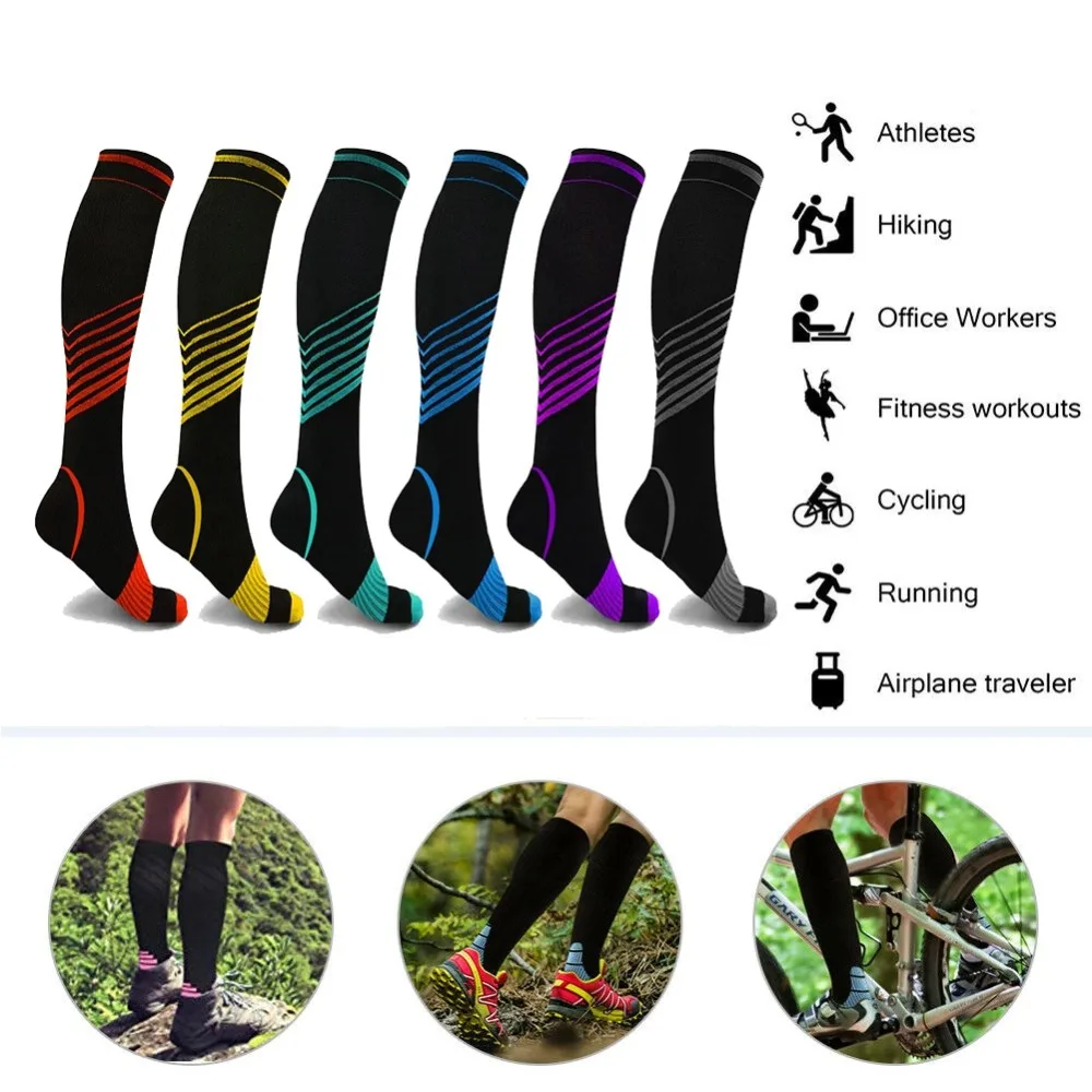 Sports Socks Running Marathon Cycling Socks Long Compression Breathable Basketball Football Pain Relief Men Sport Running Socks