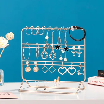 

Fashion Earring Holder Rack Jewelry Organizer Stand Iron Wall Frame Necklace Holder Accessories Base Storage