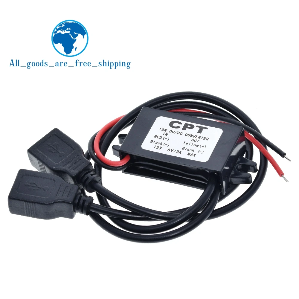 Dual 2 USB DC-DC Car Charger Converter Module 12V To 5V 3A 15W Power Adapter 16