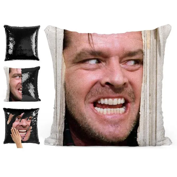 Подушка с блестками Heres Johnny Jack Nicholson наволочка двухцветная подарок для нее Него